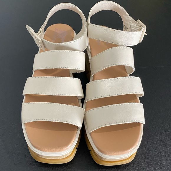 Sorel Joanie lll Platform Wedge Sandals 90s Neutral Off White Leather Chunky - Picture 8 of 17